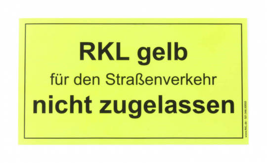 Warnaufkleber 'RKL gelb'